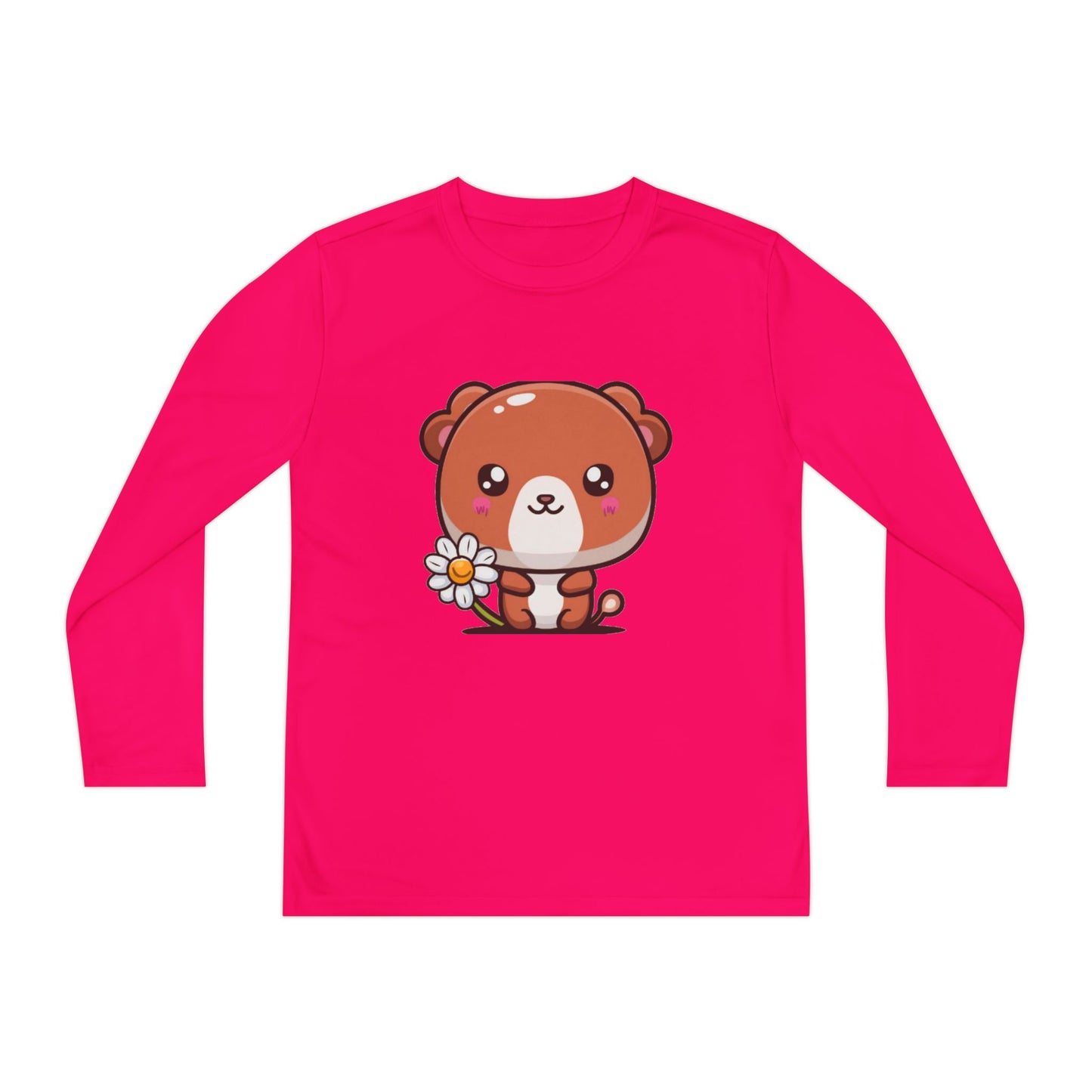 T-Shirt Cute Bear Youth Long Sleeve Competitor Tee Kids Bear Shirt Playful Tee for Boys and Girls Adorable Spring Apparel Gift