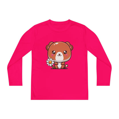 T-Shirt Cute Bear Youth Long Sleeve Competitor Tee Kids Bear Shirt Playful Tee for Boys and Girls Adorable Spring Apparel Gift