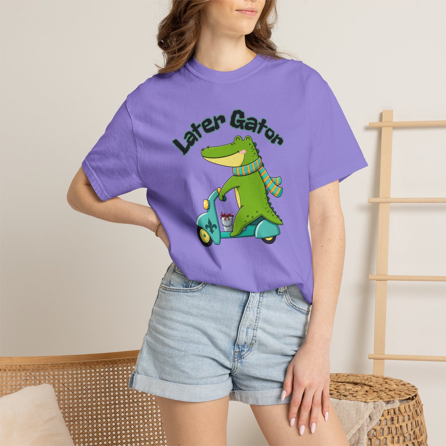 Later Gator After While Gator T-Shirt Cute Cartoon Alligator Scooter Tee Gift