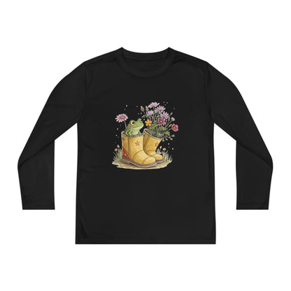 Youth Long Sleeve Tee — Froggy Garden Boots Illustration