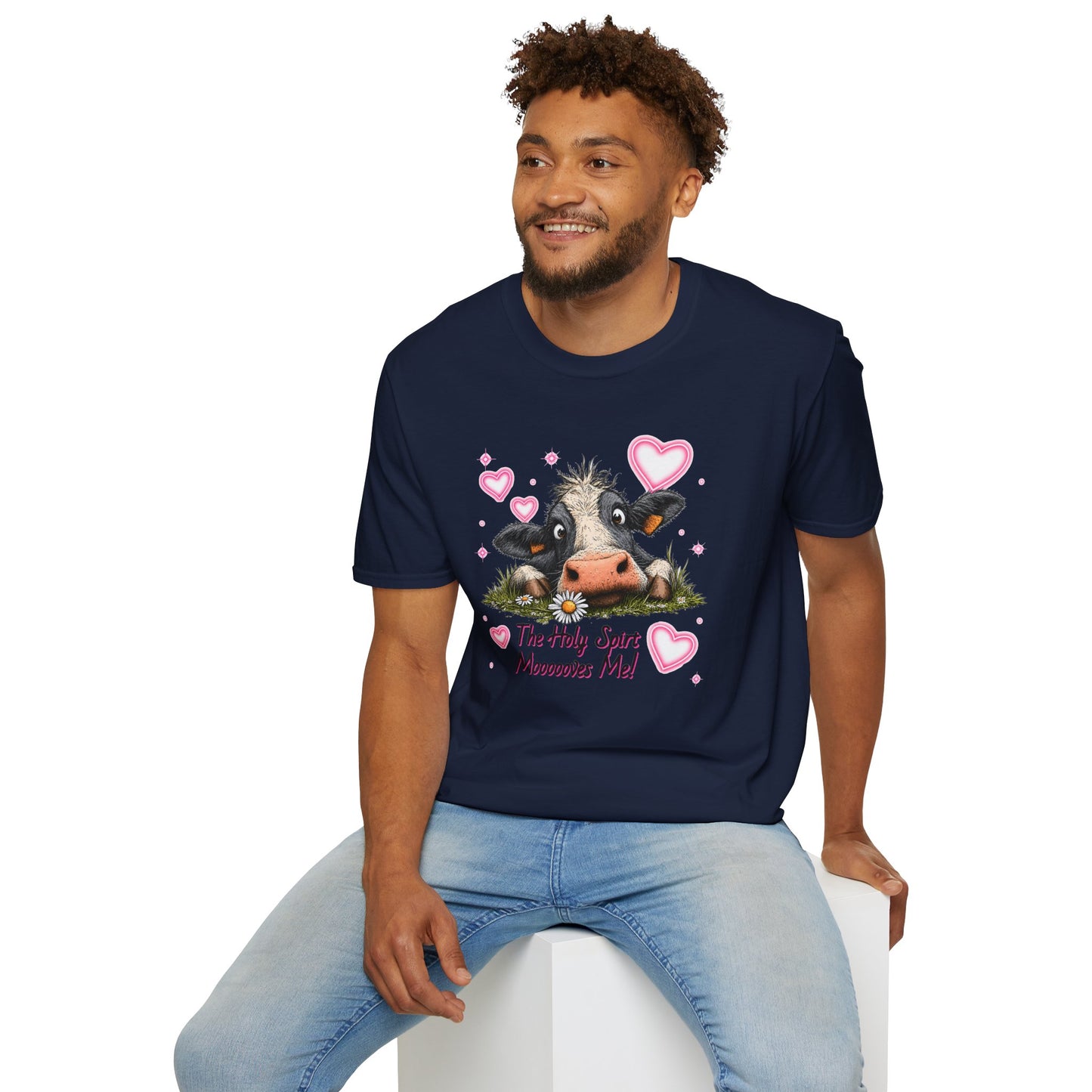 Holy Spirit T-shirt – Funny Faith-inspired Cow Design in 100% Cotton