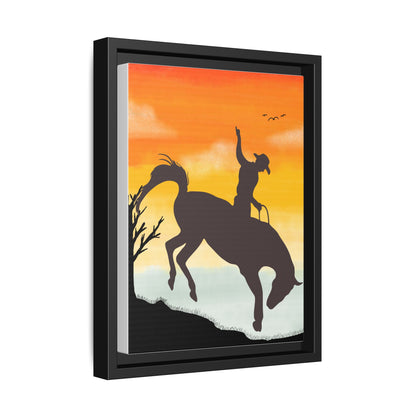 Framed Cowboy Sunset Canvas Art Equestrian Decor Farmhouse Wall Art Rustic Home Decoration Gift for Horse Lovers Rodeo Decor Housewarming Gift