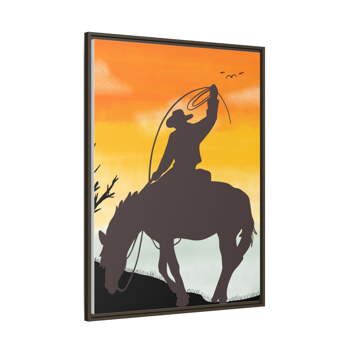 Framed Cowboy Rodeo Art Print Canvas Wall Decor Western Home Decor Rustic Cowboy Gift Equestrian Wall Art Country Themed Art Housewarming Gift