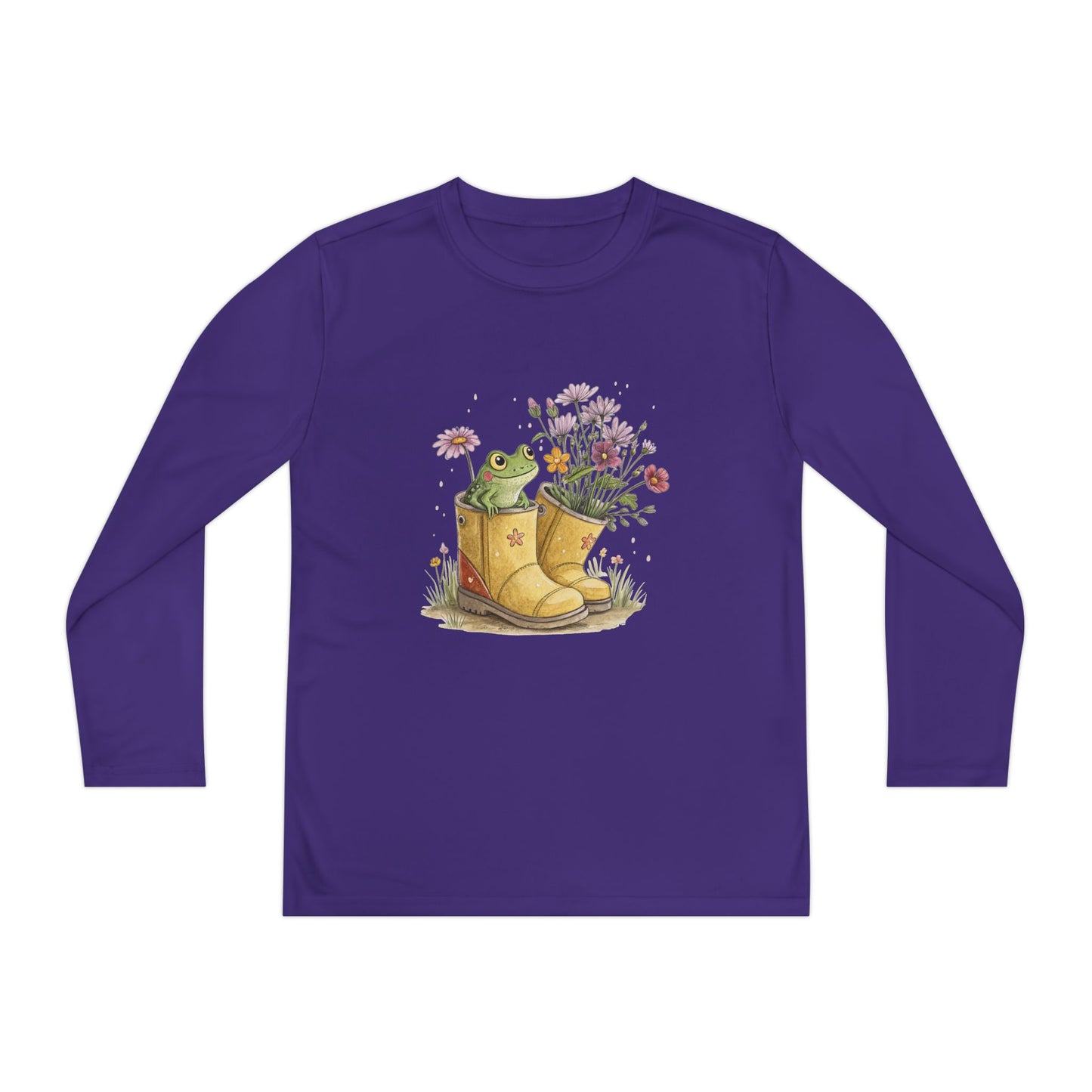 Youth Long Sleeve Tee — Froggy Garden Boots Illustration