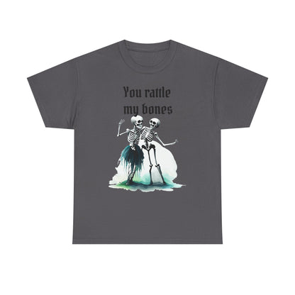 T-Shirt Skeleton Dance Tee  You Rattle My Bones Halloween Shirt Unisex Graphic Tee Cute Skeleton Costume Spooky Season Apparel