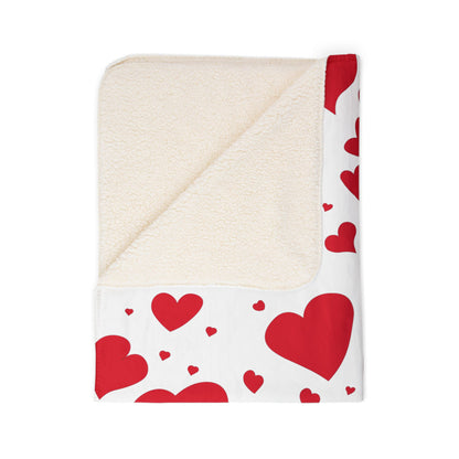 Valentine Heart Fleece Sherpa Blanket — Cozy Red Heart Throw for Romantic Gifts