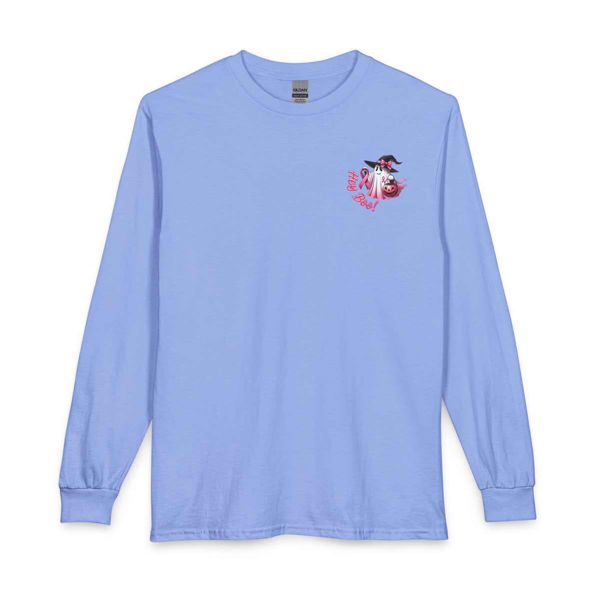 Breast Cancer Awareness Long Sleeve Tee — "In October We Wear Pink" Cow Design