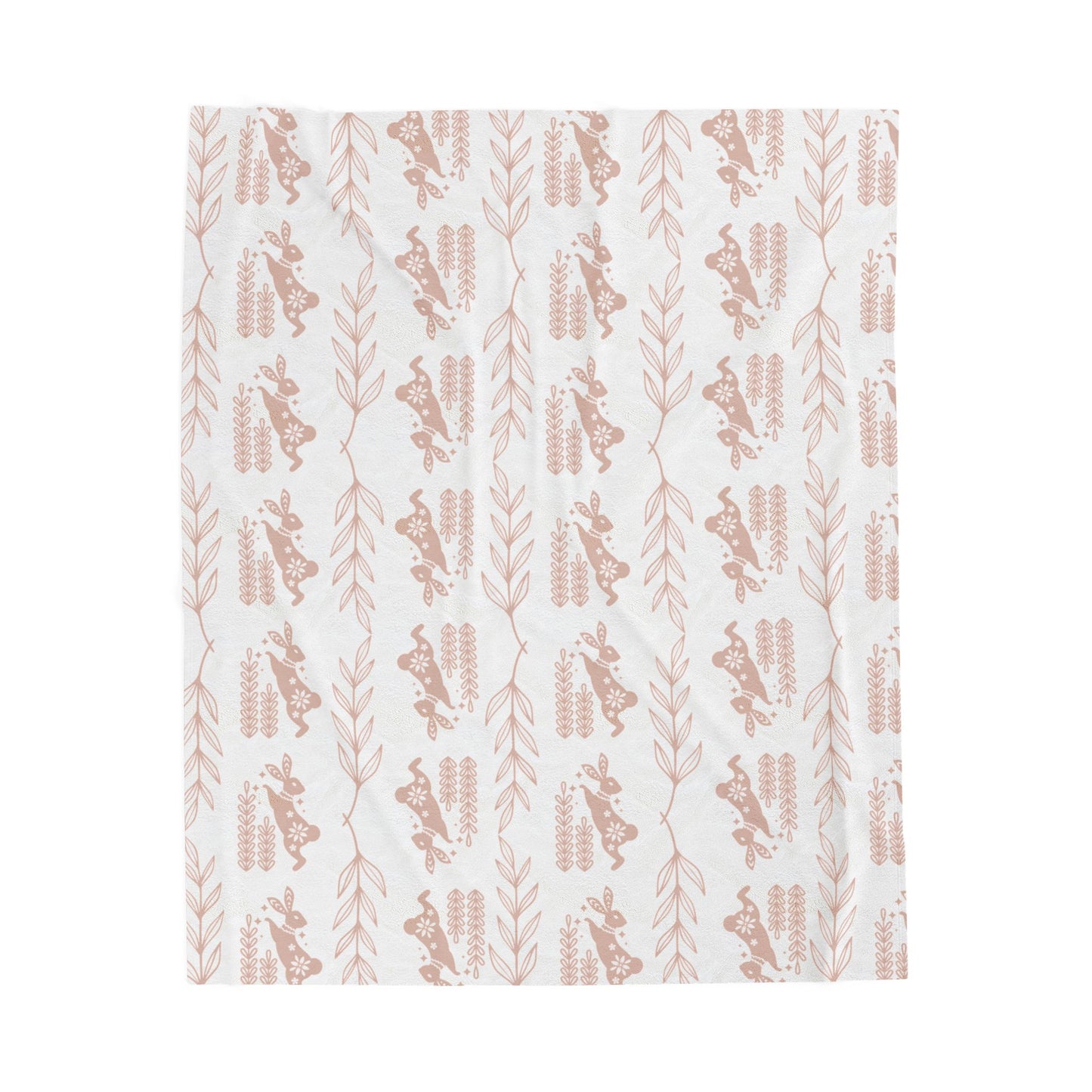 Velveteen Plush Blanket – Soft Pink Floral Deer Pattern Throw