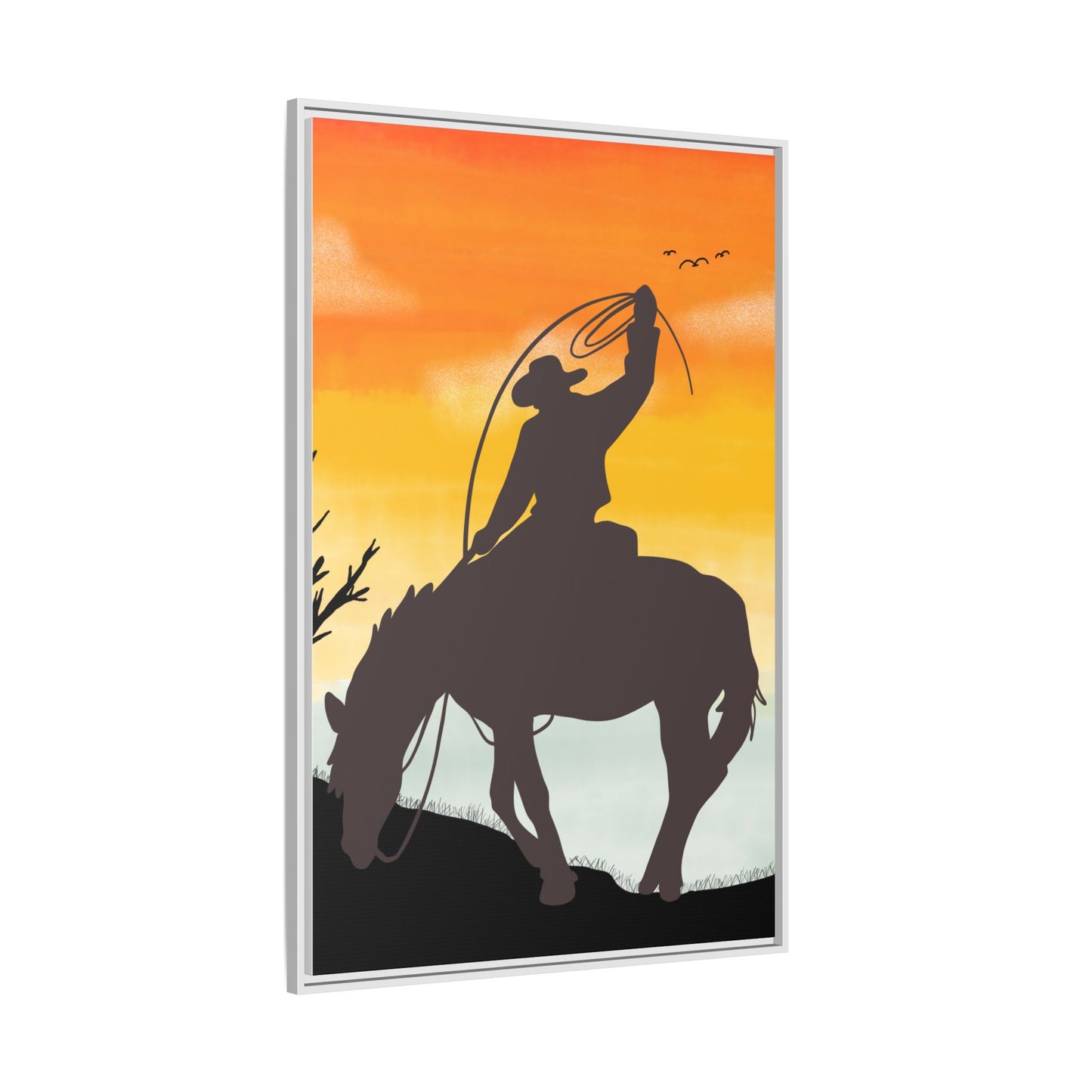 Framed Cowboy Rodeo Art Print Canvas Wall Decor Western Home Decor Rustic Cowboy Gift Equestrian Wall Art Country Themed Art Housewarming Gift