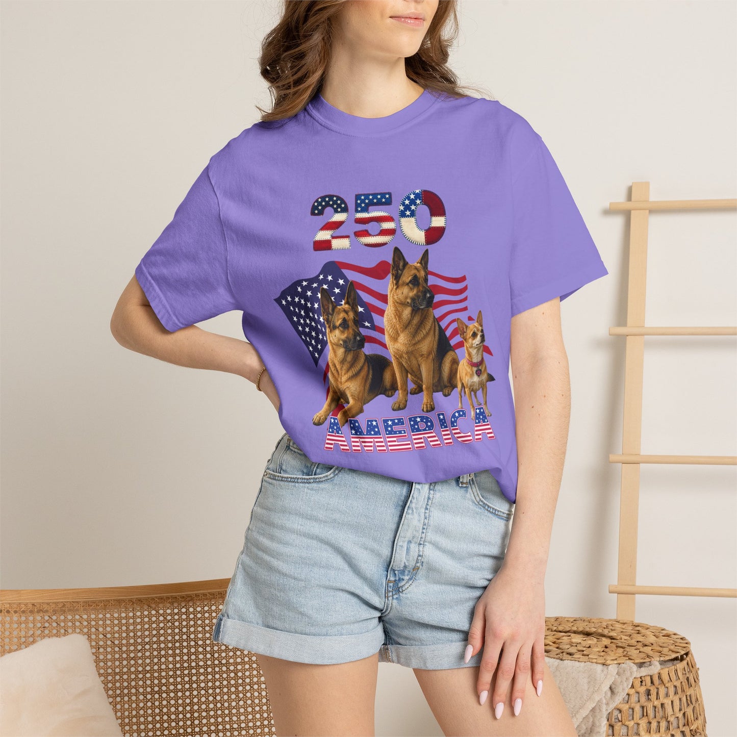250 America German Shepherds Patriotic T-Shirt