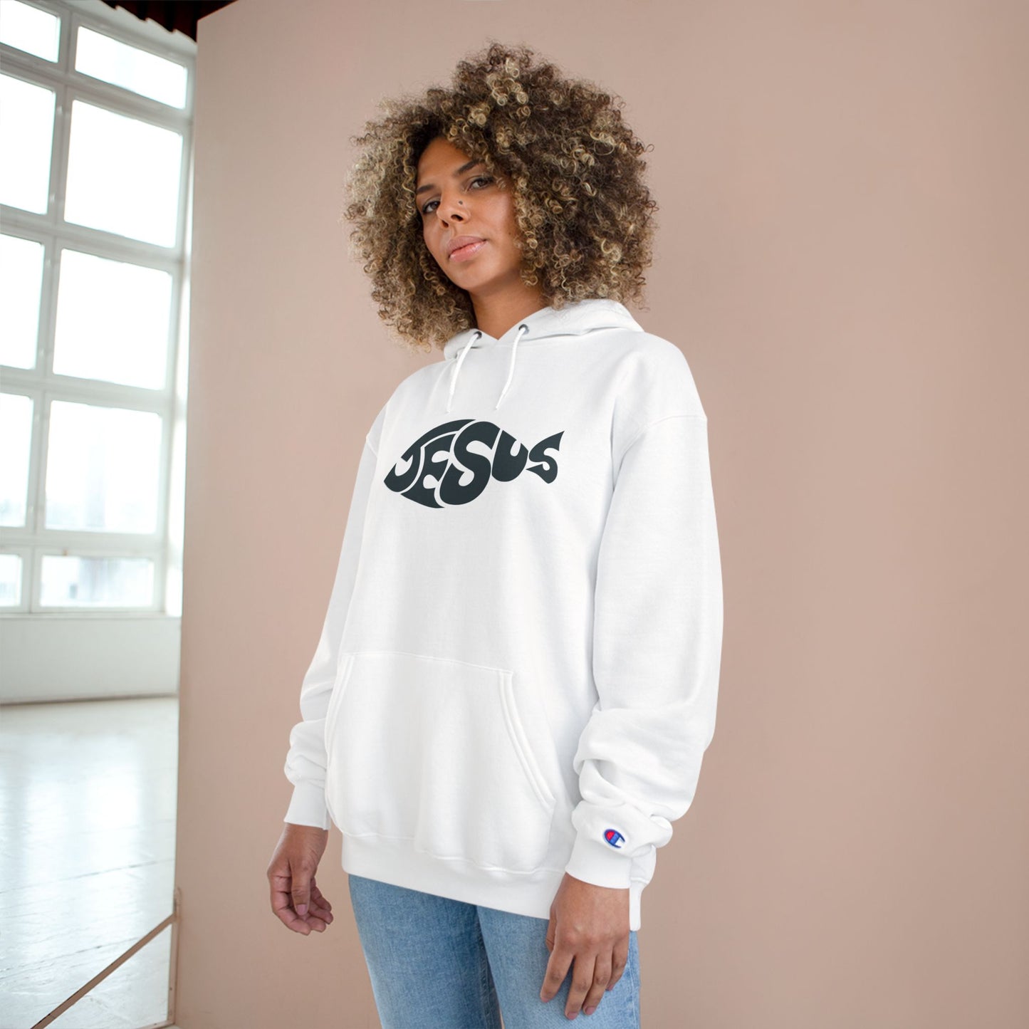 Faith-Inspired Champion Hoodie, Religious Apparel, Christian Gift, Hoodie with Jesus Design, Casual Wear, Spiritual Comfort