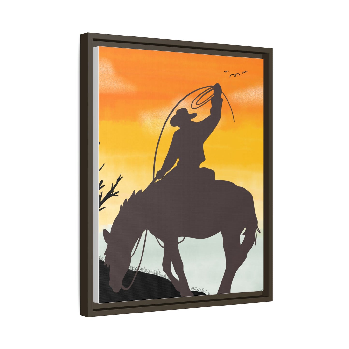 Framed Cowboy Rodeo Art Print Canvas Wall Decor Western Home Decor Rustic Cowboy Gift Equestrian Wall Art Country Themed Art Housewarming Gift