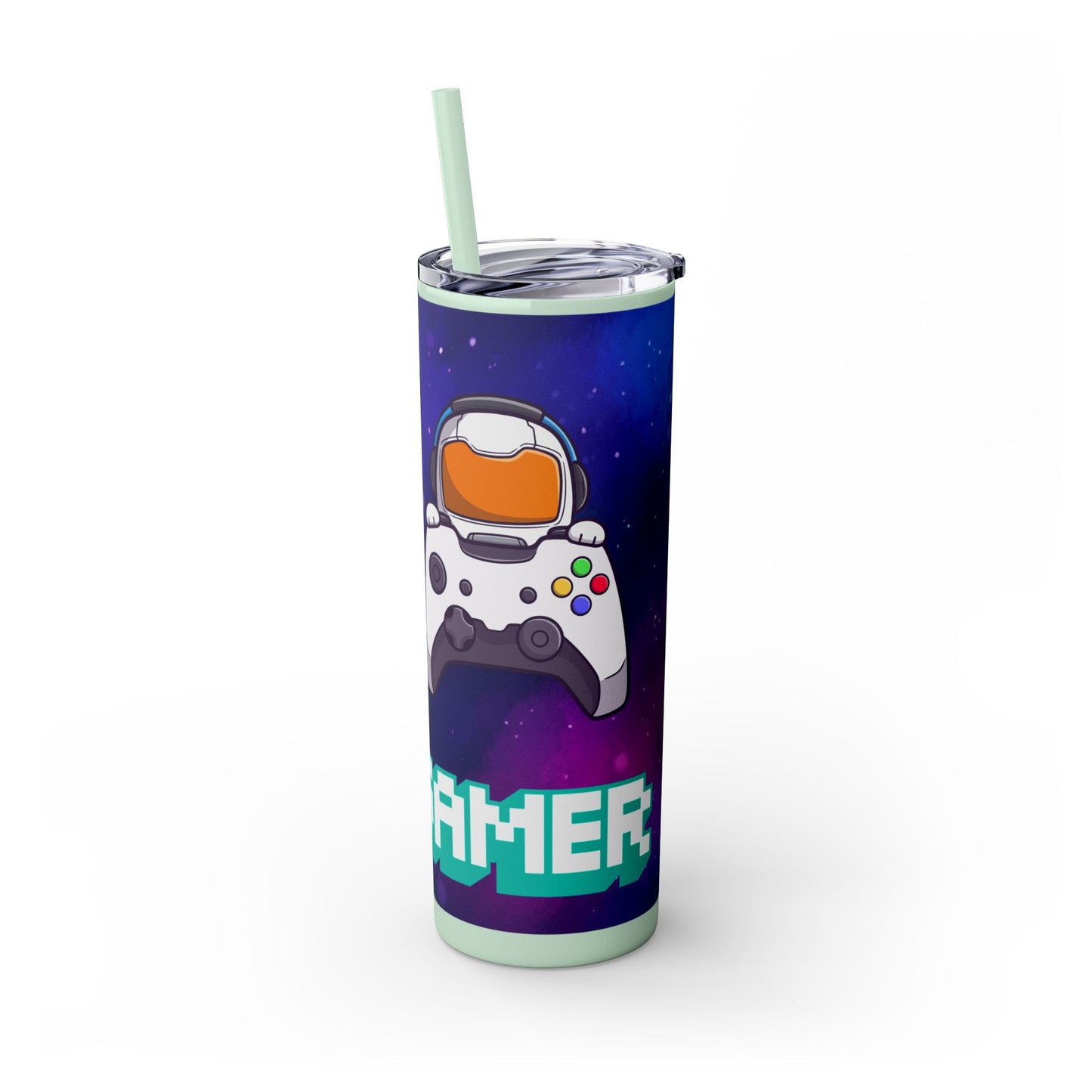 Tumbler Travel Cup Personalized Gamer Skinny Tumbler with Straw - 20oz - Cool Space Design