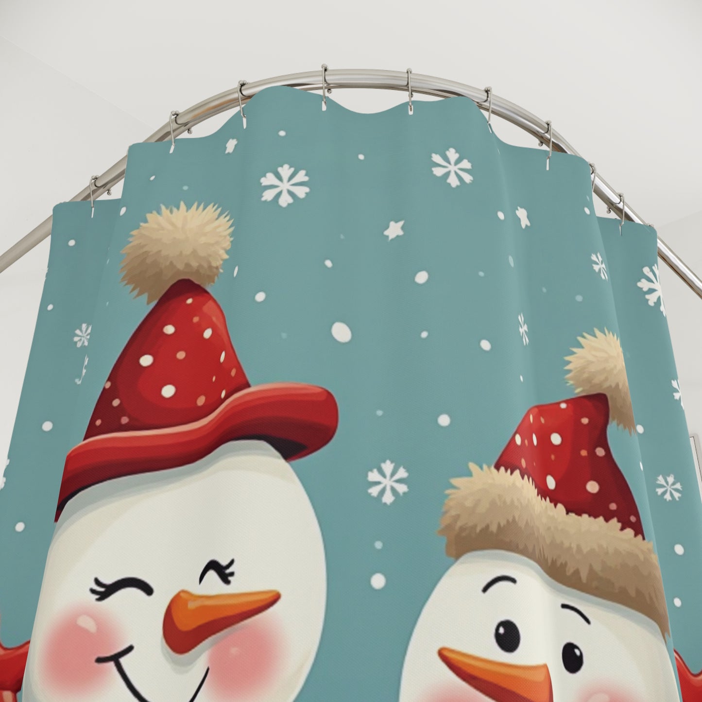 Festive Snowman Shower Curtain, Winter Decor, Holiday Bathroom Accent, Christmas Gift, Snowman Lovers Decor