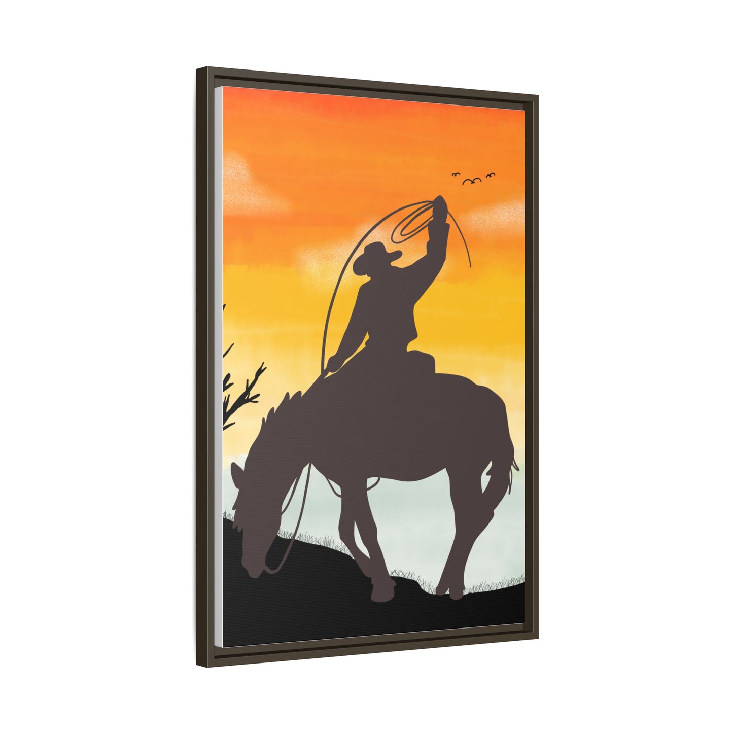 Framed Cowboy Rodeo Art Print Canvas Wall Decor Western Home Decor Rustic Cowboy Gift Equestrian Wall Art Country Themed Art Housewarming Gift