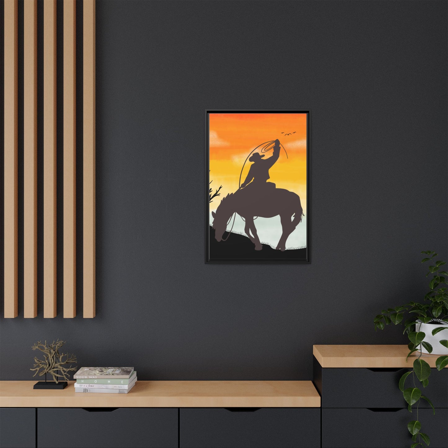 Framed Cowboy Rodeo Art Print Canvas Wall Decor Western Home Decor Rustic Cowboy Gift Equestrian Wall Art Country Themed Art Housewarming Gift