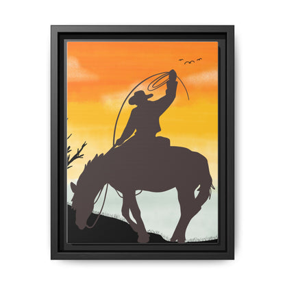 Framed Cowboy Rodeo Art Print Canvas Wall Decor Western Home Decor Rustic Cowboy Gift Equestrian Wall Art Country Themed Art Housewarming Gift