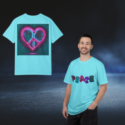 T-Shirt Vibrant Peace Heart T-Shirt Unisex Graphic Tee Summer Festival Wear Gift for Music Lovers Casual Everyday Top