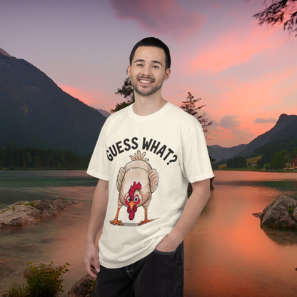 Chicken Butt T-Shirt "Guess What? Chicken Butt!" Funny Novelty Tee Conversation Starter Humorous Statement