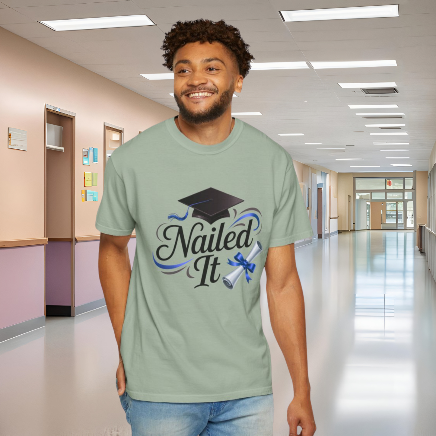 Nailed It Graduation T-Shirt — Cap & Diploma Celebration Tee