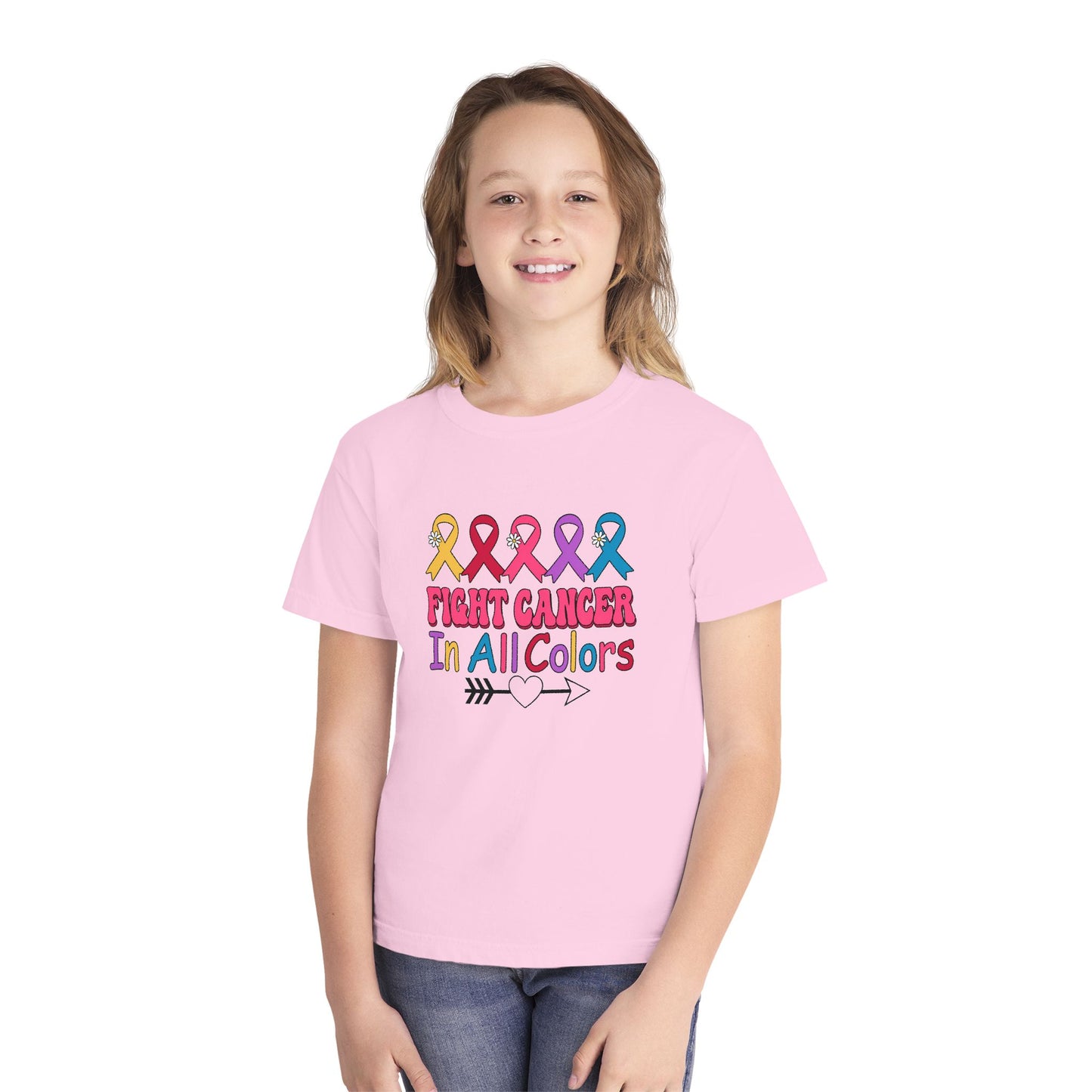 Youth Tee — "Fight Cancer In All Colors" Ribbon Awareness Shirt