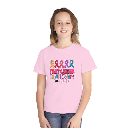 Youth Tee — "Fight Cancer In All Colors" Ribbon Awareness Shirt