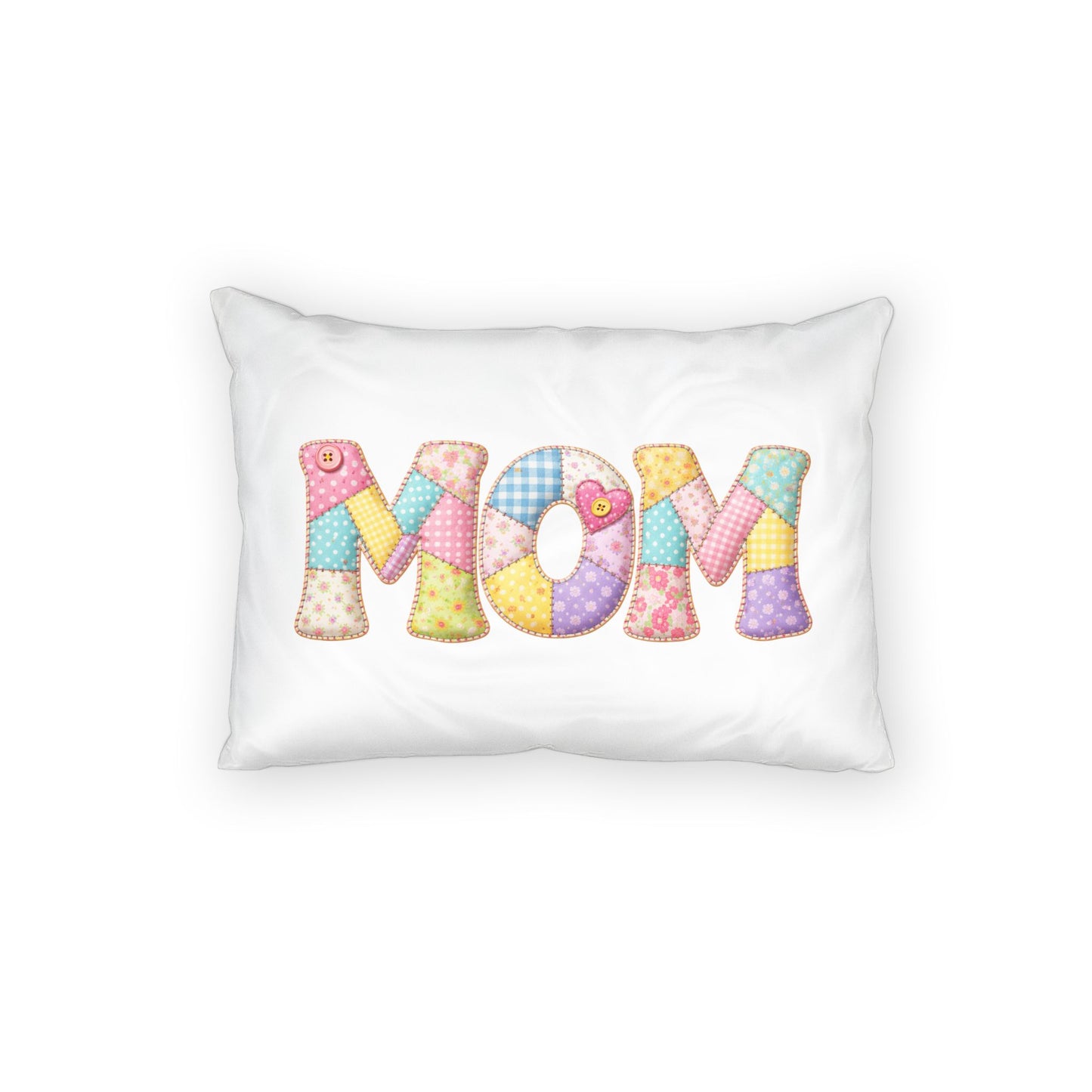 Mom Patchwork Pillow Sham — Floral Quilted 'MOM' Decorative Pillowcase for Mother's Day