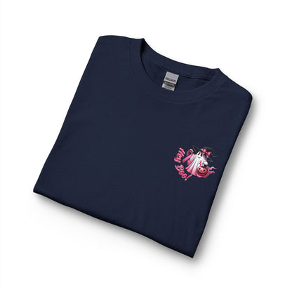 Breast Cancer Awareness Long Sleeve Tee — "In October We Wear Pink" Cow Design