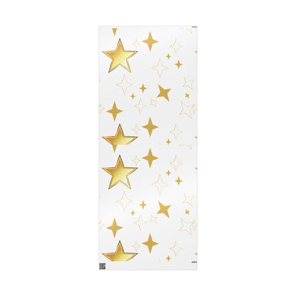 Gold Star Wrapping Paper Roll - Festive Birthday & Celebration Gift Wrap