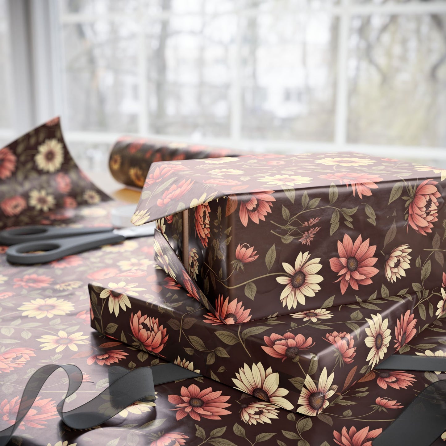 Floral Gift Wrap Paper Rustic Wrapping Paper for Birthdays Holidays & Special Occasions Eco Friendly Gift Packaging Floral Design