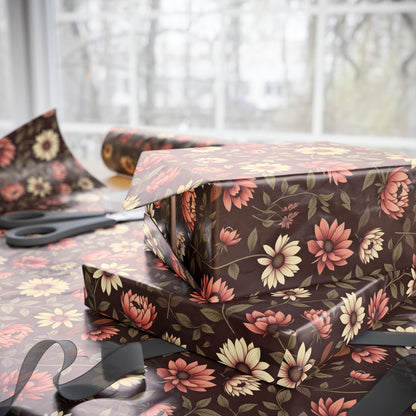 Floral Gift Wrap Paper Rustic Wrapping Paper for Birthdays Holidays & Special Occasions Eco Friendly Gift Packaging Floral Design