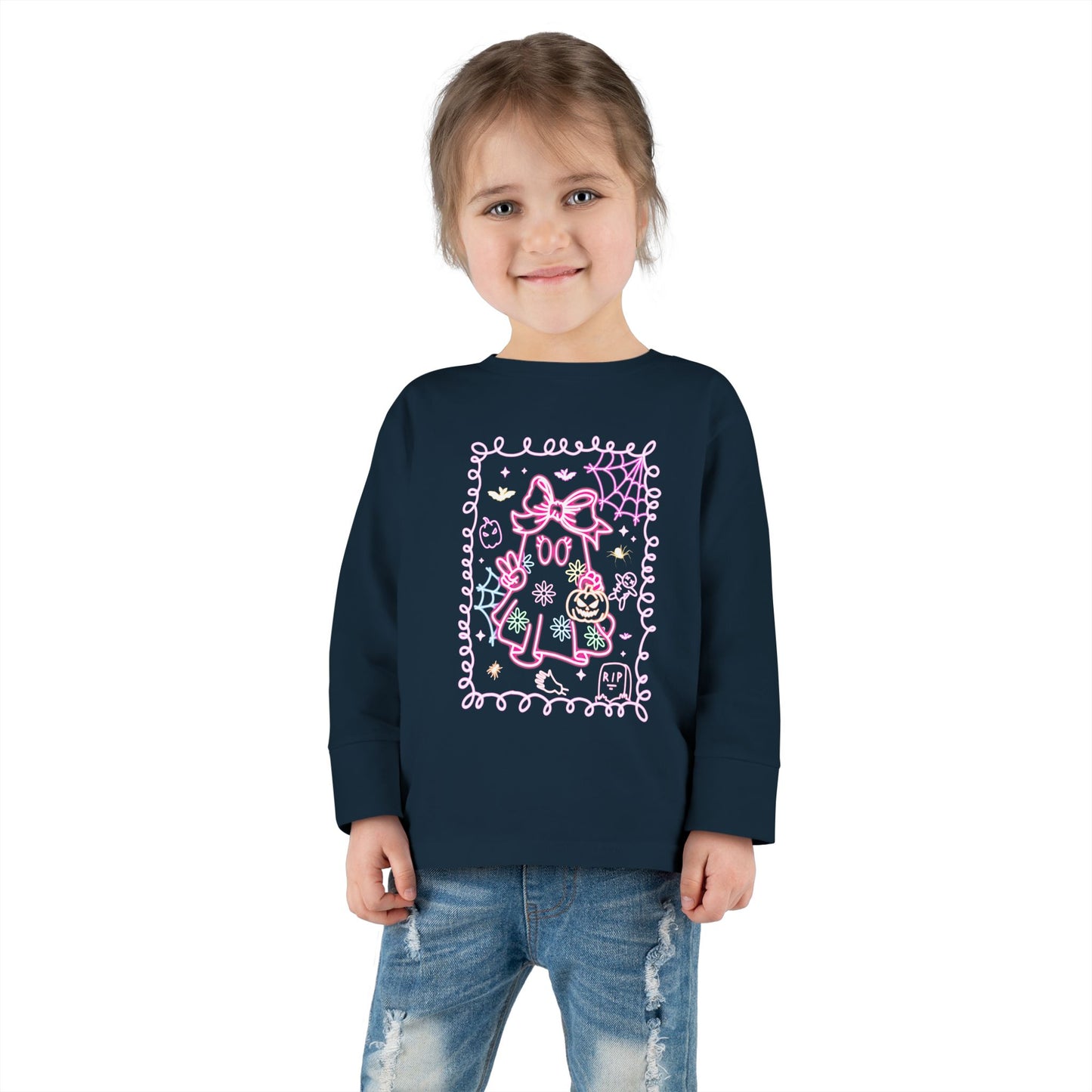 T-Shirt Cute Cat Toddler Long Sleeve Tee Adorable Gift Kids' Fashion Playdate Outfit Baby Shower Present Everyday Wear Halloween