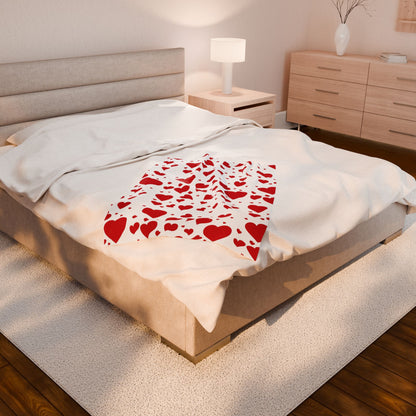 Velveteen Plush Blanket — Red Heart Pattern Cozy Throw for Valentine’s Day & Romantic Gifts
