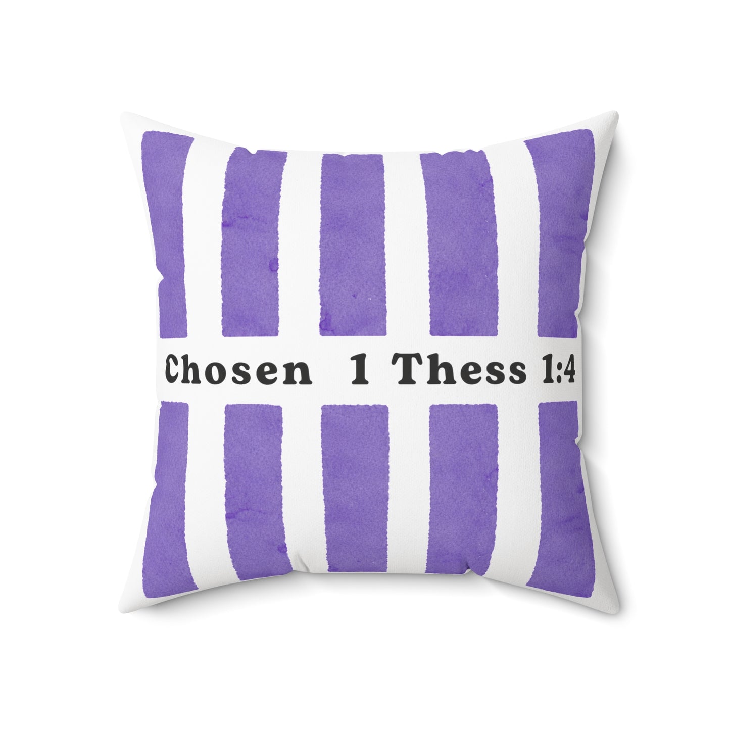 Chosen 1 Thess 1:4 Decorative Throw Pillow — Purple Striped Faith Accent