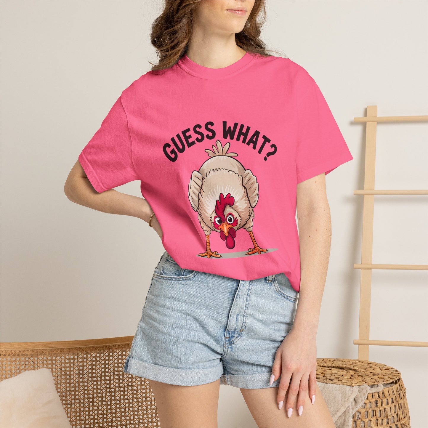 Chicken Butt T-Shirt "Guess What? Chicken Butt!" Funny Novelty Tee Conversation Starter Humorous Statement