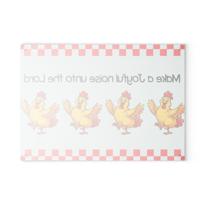 Make a Joyful Noise Glass Cutting Board — Chickens & Scripture Kitchen Decor