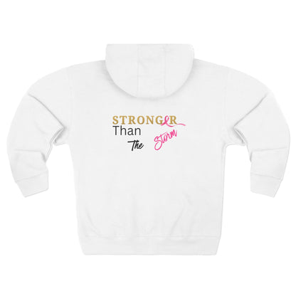 Sweatshirt Breast Cancer Awareness Unisex Zip Hoodie - Stronger Than The Storm Cool Weather Wear