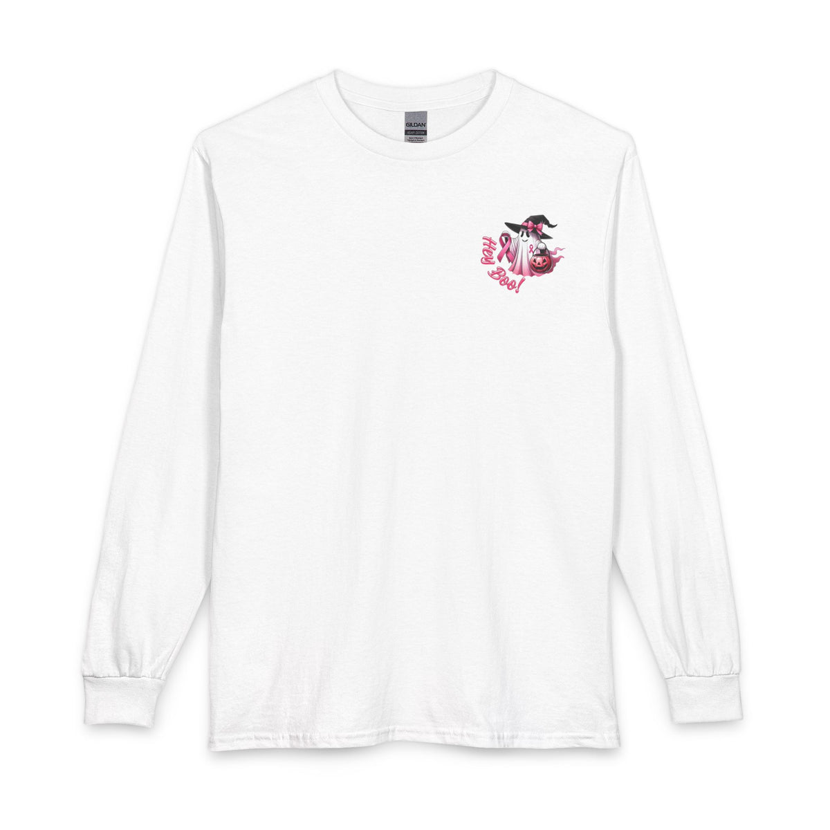 Breast Cancer Awareness Long Sleeve Tee — "In October We Wear Pink" Cow Design