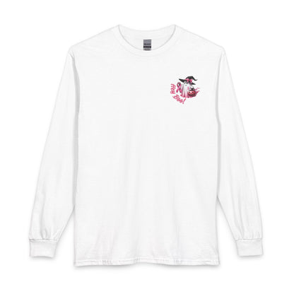 Breast Cancer Awareness Long Sleeve Tee — "In October We Wear Pink" Cow Design