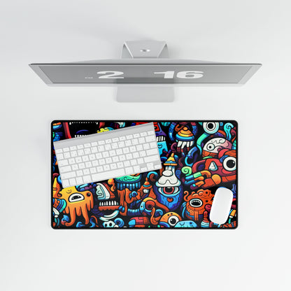 Colorful Doodle Monsters Desk Mat — Vibrant Gaming & Work Mouse Pad