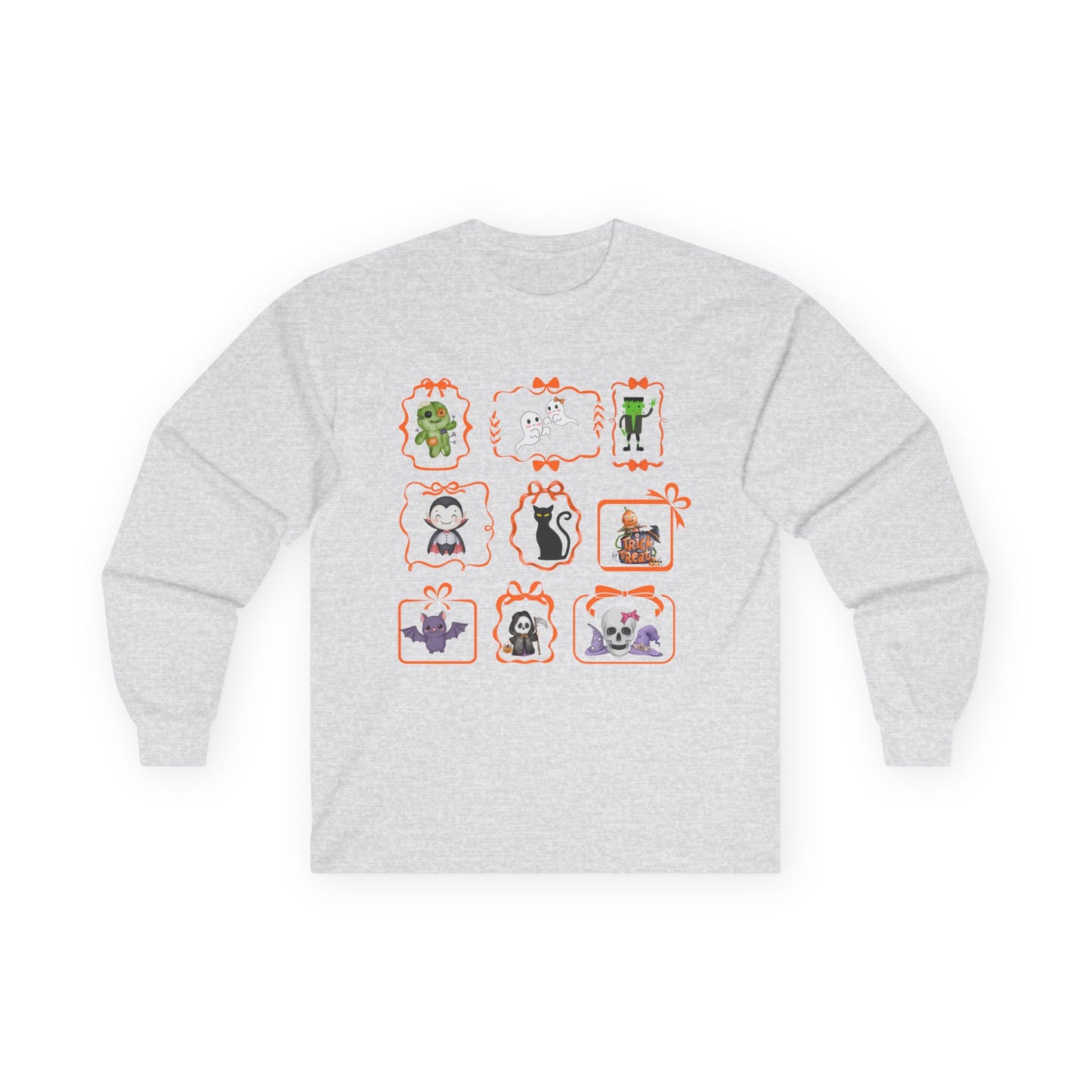 T-Shirt Funny Cartoon Character Long Sleeve Tee Unisex Gift Cute Top for Kids and Adults Perfect for Halloween Holidays Casual Wear