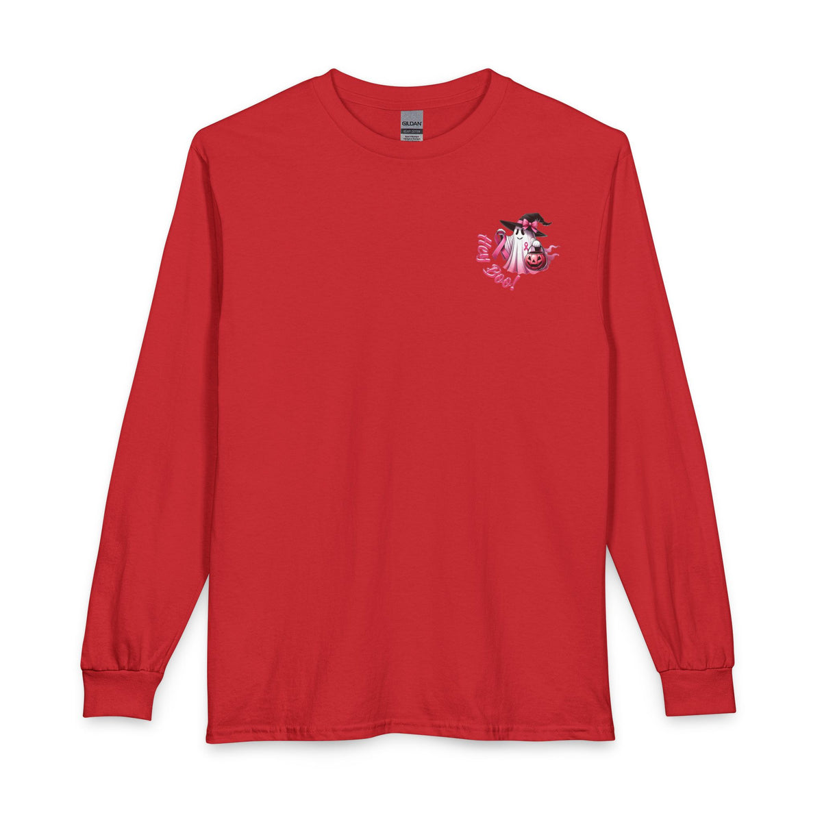 Breast Cancer Awareness Long Sleeve Tee — "In October We Wear Pink" Cow Design