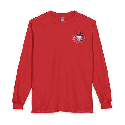Breast Cancer Awareness Long Sleeve Tee — "In October We Wear Pink" Cow Design