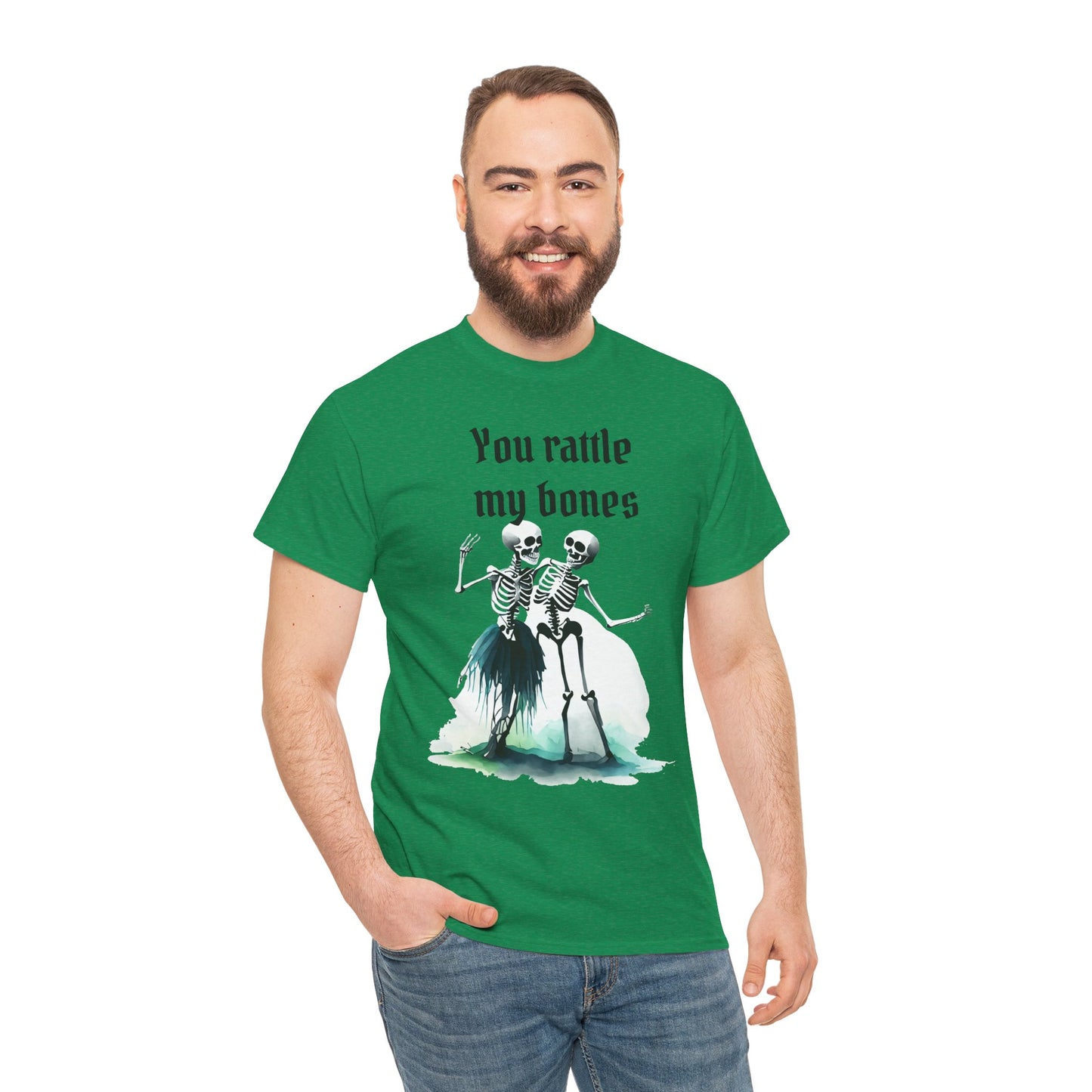 T-Shirt Skeleton Dance Tee  You Rattle My Bones Halloween Shirt Unisex Graphic Tee Cute Skeleton Costume Spooky Season Apparel