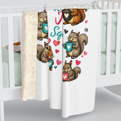 Sherpa Blanket — "A Girl Cannot Survive on Coffee Alone… She Also Needs Jesus and a Squirrel" Cozy Faith & Squirrel Throw