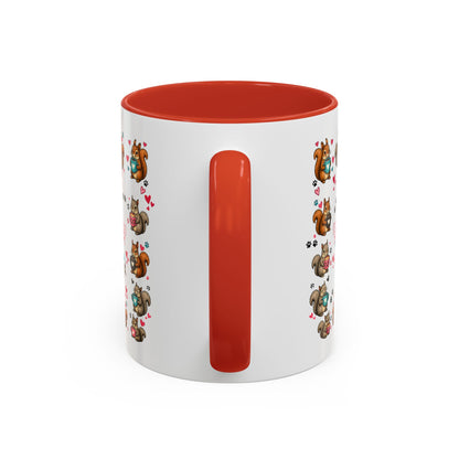 Accent Coffee Mug — "A Girl Can't Survive on Coffee Alone" Cute Squirrel Faith Mug