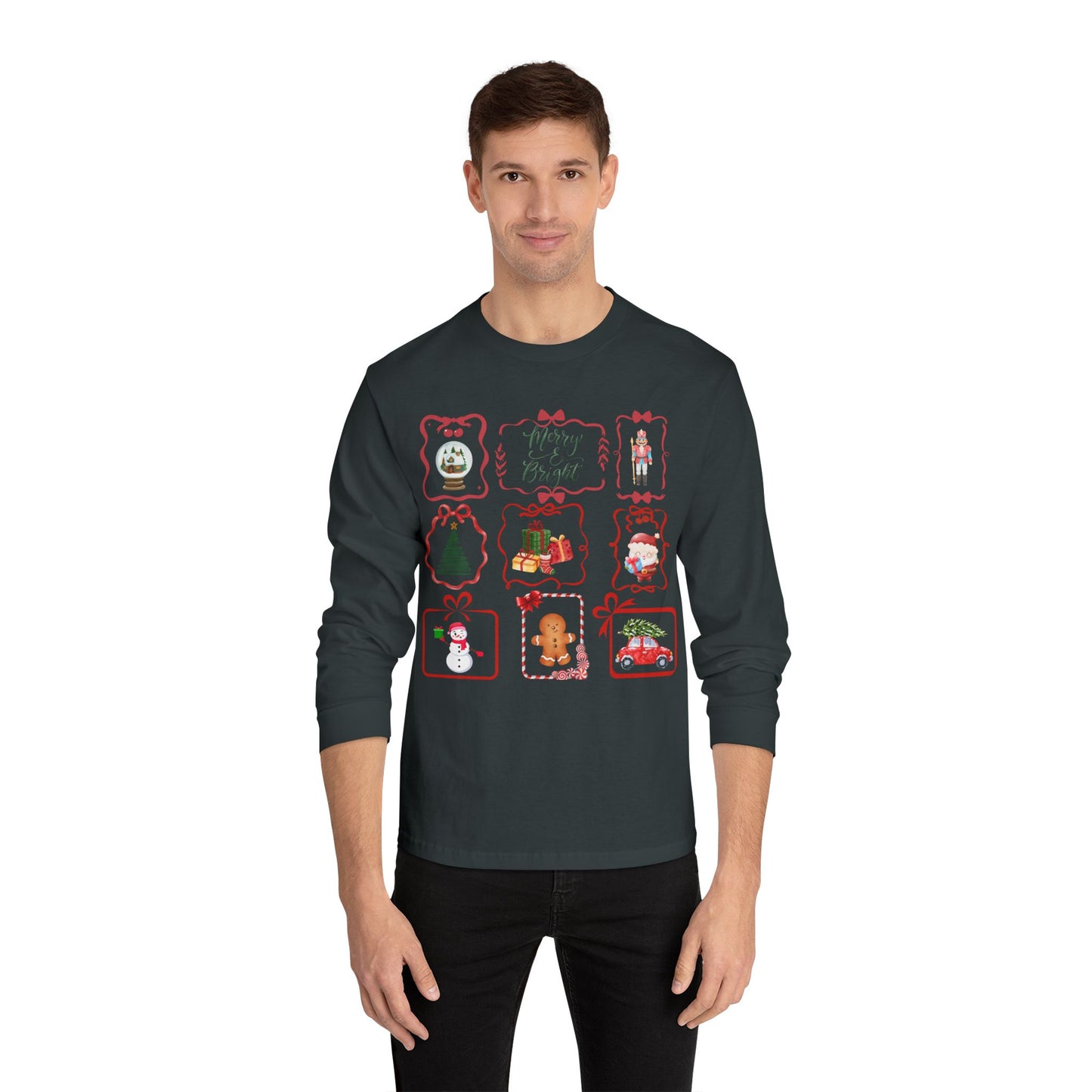 T-Shirt Festive Unisex Long Sleeve Shirt Holiday Christmas Apparel Winter Merchandise Gift for Him/Her Casual Layering Top