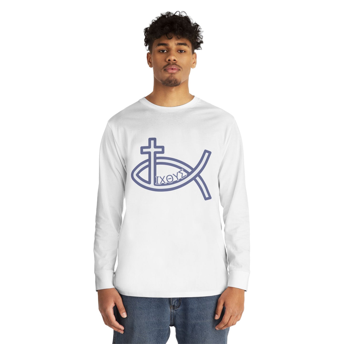 Faith-Inspired Long Sleeve Crewneck Tee - Perfect for Believers, Christian Gifts, Religious Apparel, Everyday Wear, Inspirational Clothing