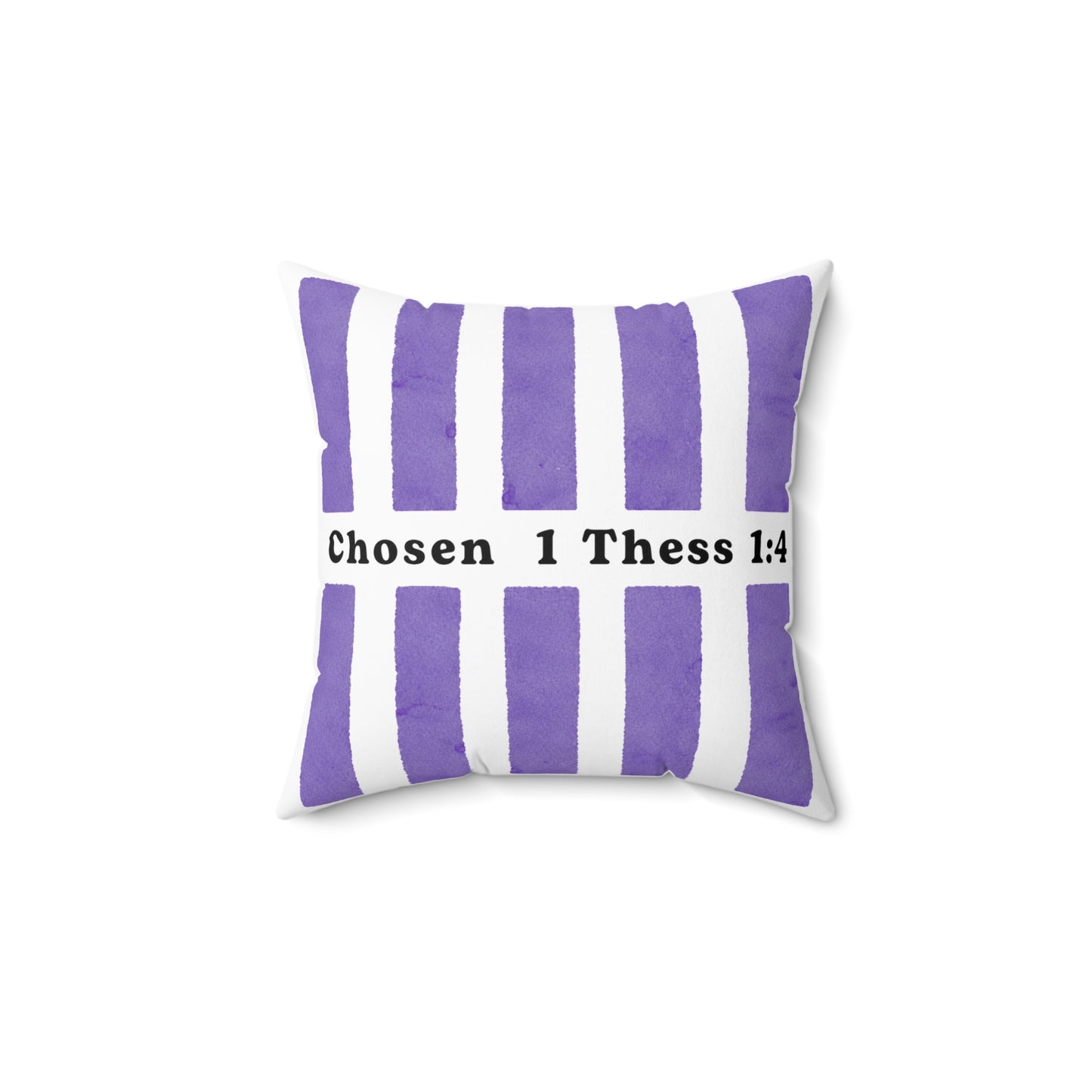Chosen 1 Thess 1:4 Decorative Throw Pillow — Purple Striped Faith Accent