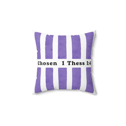 Chosen 1 Thess 1:4 Decorative Throw Pillow — Purple Striped Faith Accent